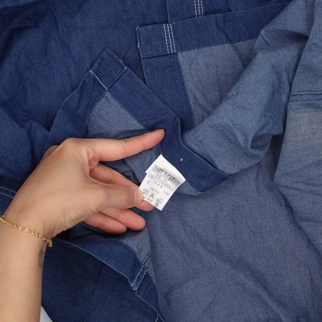 100 인디언핑크 반팔 데님셔츠 0424H1 상품이미지4