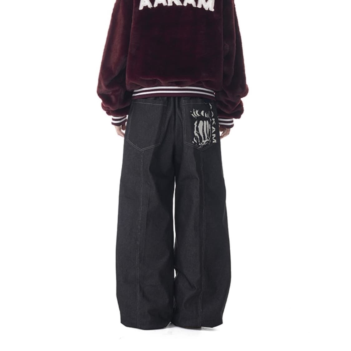 아캄 AAKAM 핀턱 데님 팬츠 블랙 상품이미지1