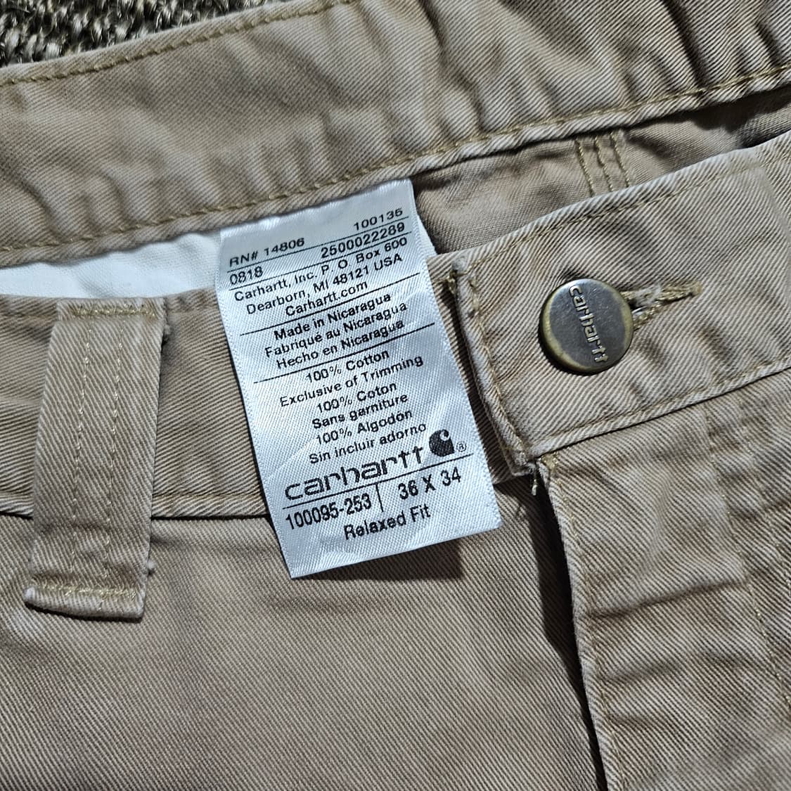 칼하트 사이드포켓 워크팬츠 브라운 상품이미지4