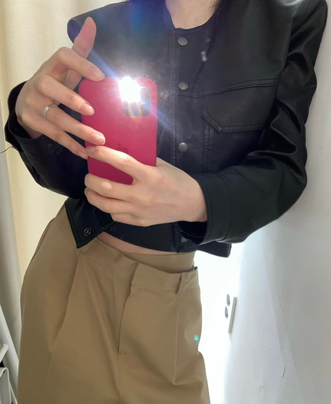 릿킴 데이도어 블랙업 라운드넥 레더 자켓 (새상품) 상품이미지7