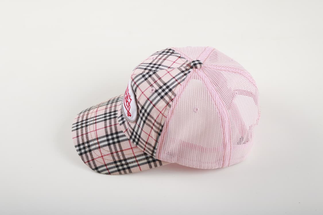 90's 본더치 핑크 체크 트러커 메쉬캡 모자 상품이미지3