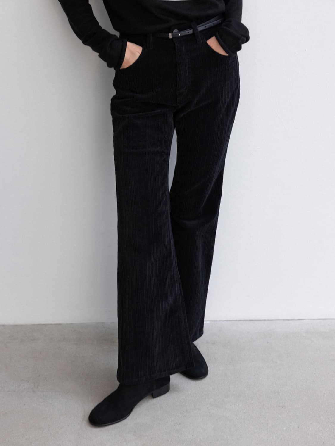 모이아 부츠컷 코듀로이 팬츠 블랙_1 상품이미지3