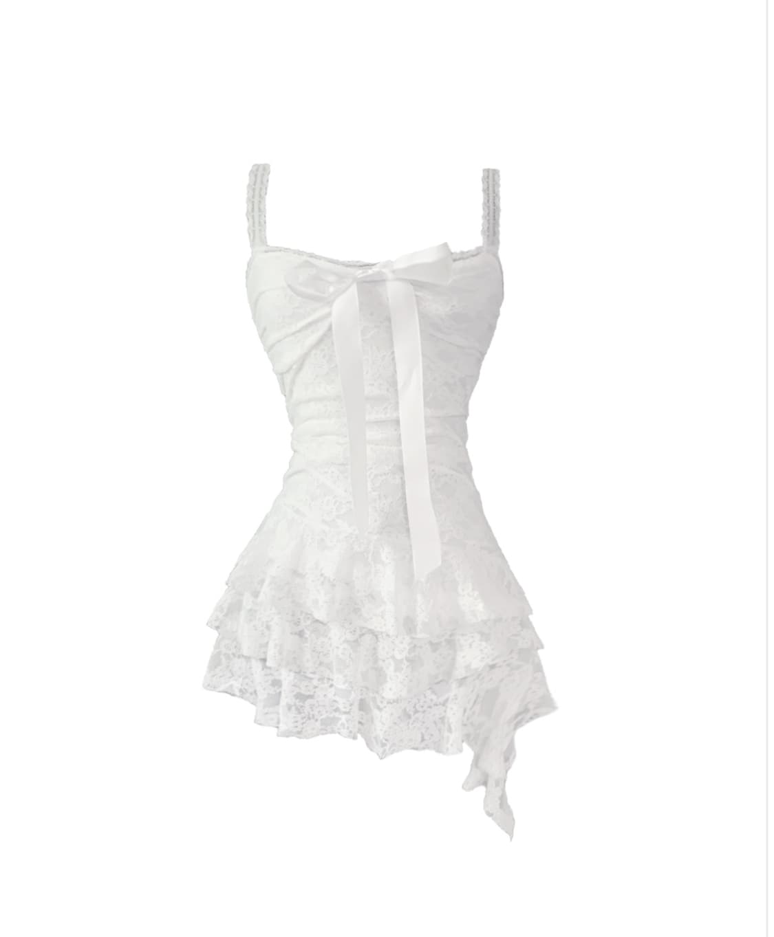 Temer lace ribbon dress (white) 상품이미지1