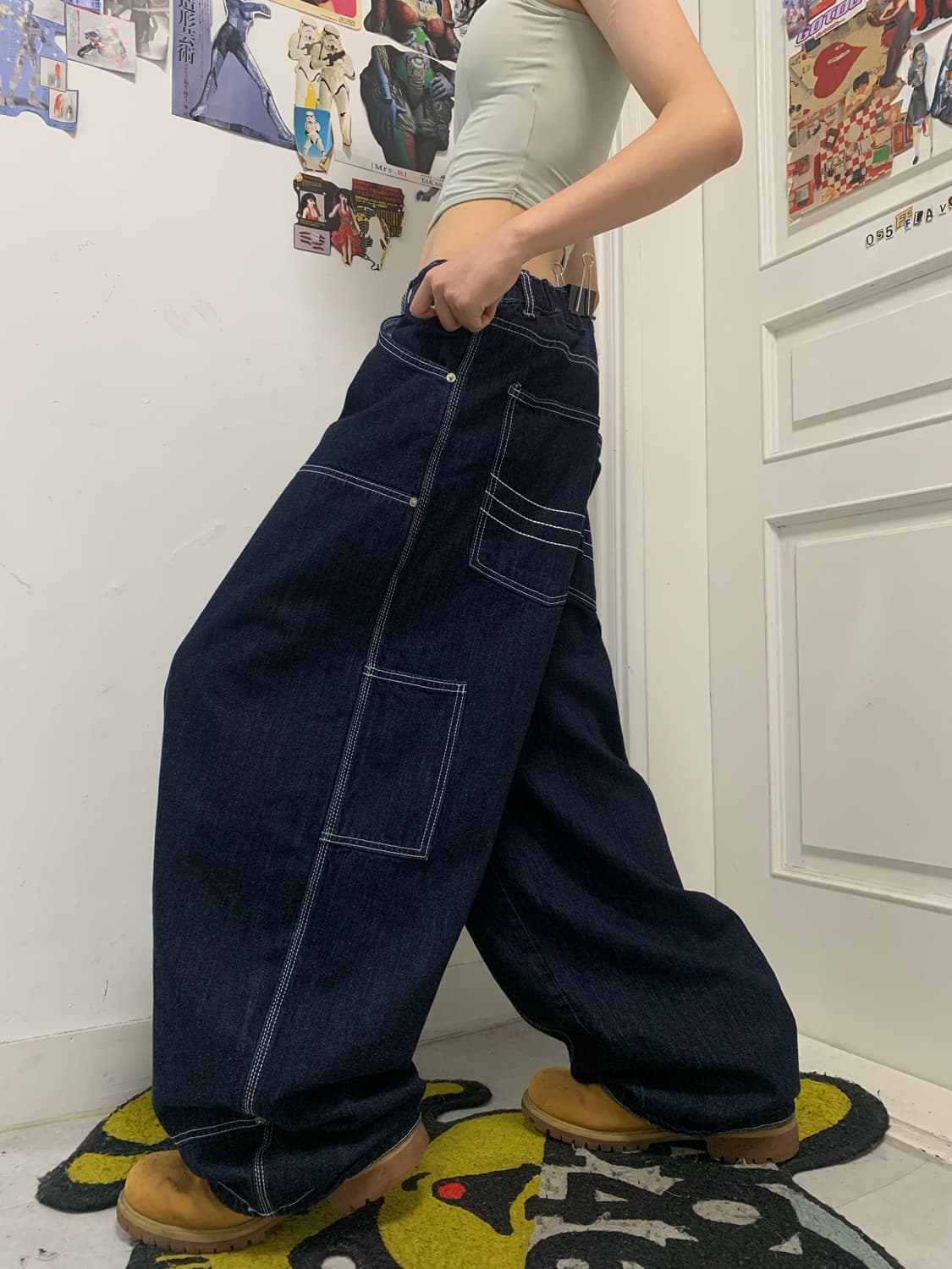 앵글런 더블니 데님 벌룬팬츠 상품이미지2