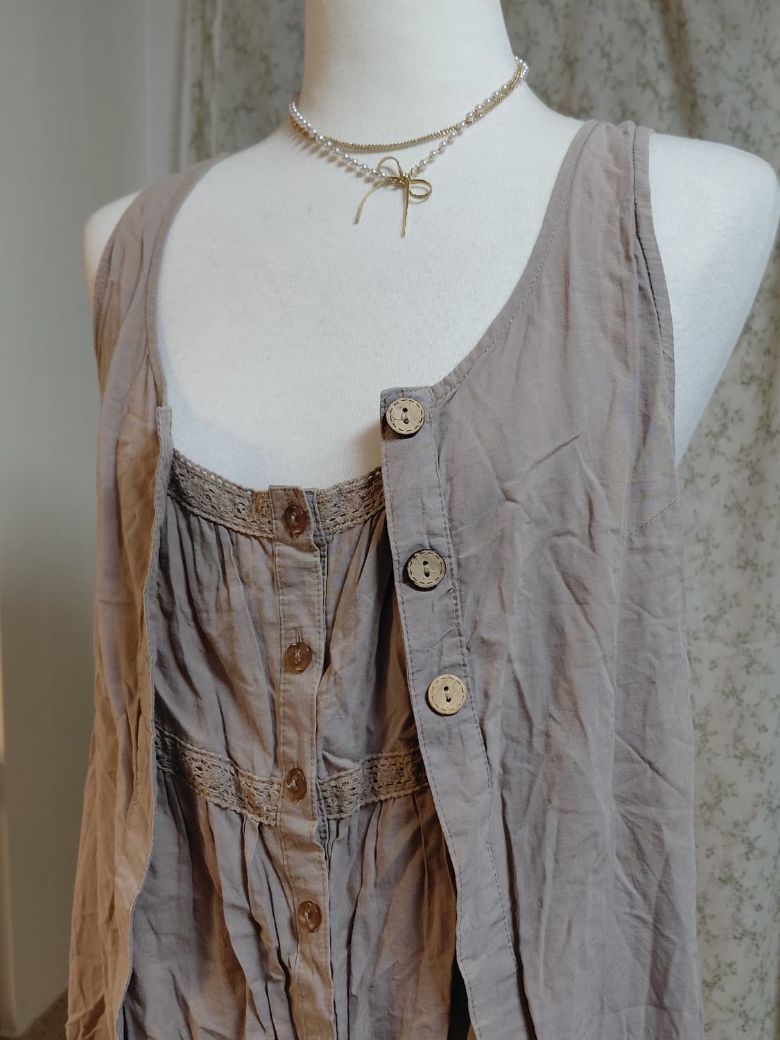 [예약주문 1] 모리걸 빈티지 레이스 끈나시 원피스 상품이미지2