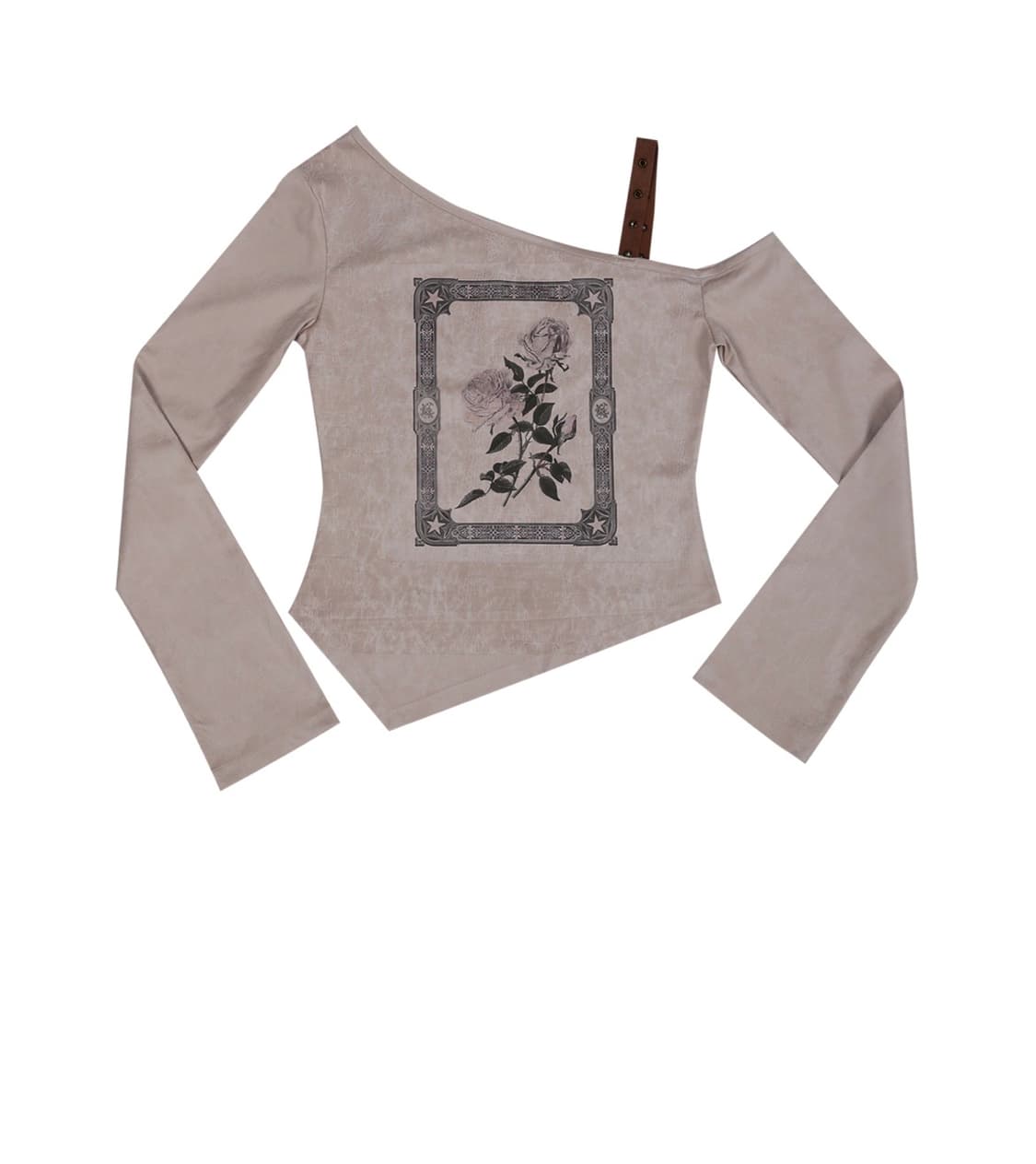 달링유어배드 ONE SHOULDER SUEDE TOP BEIGE 상품이미지1