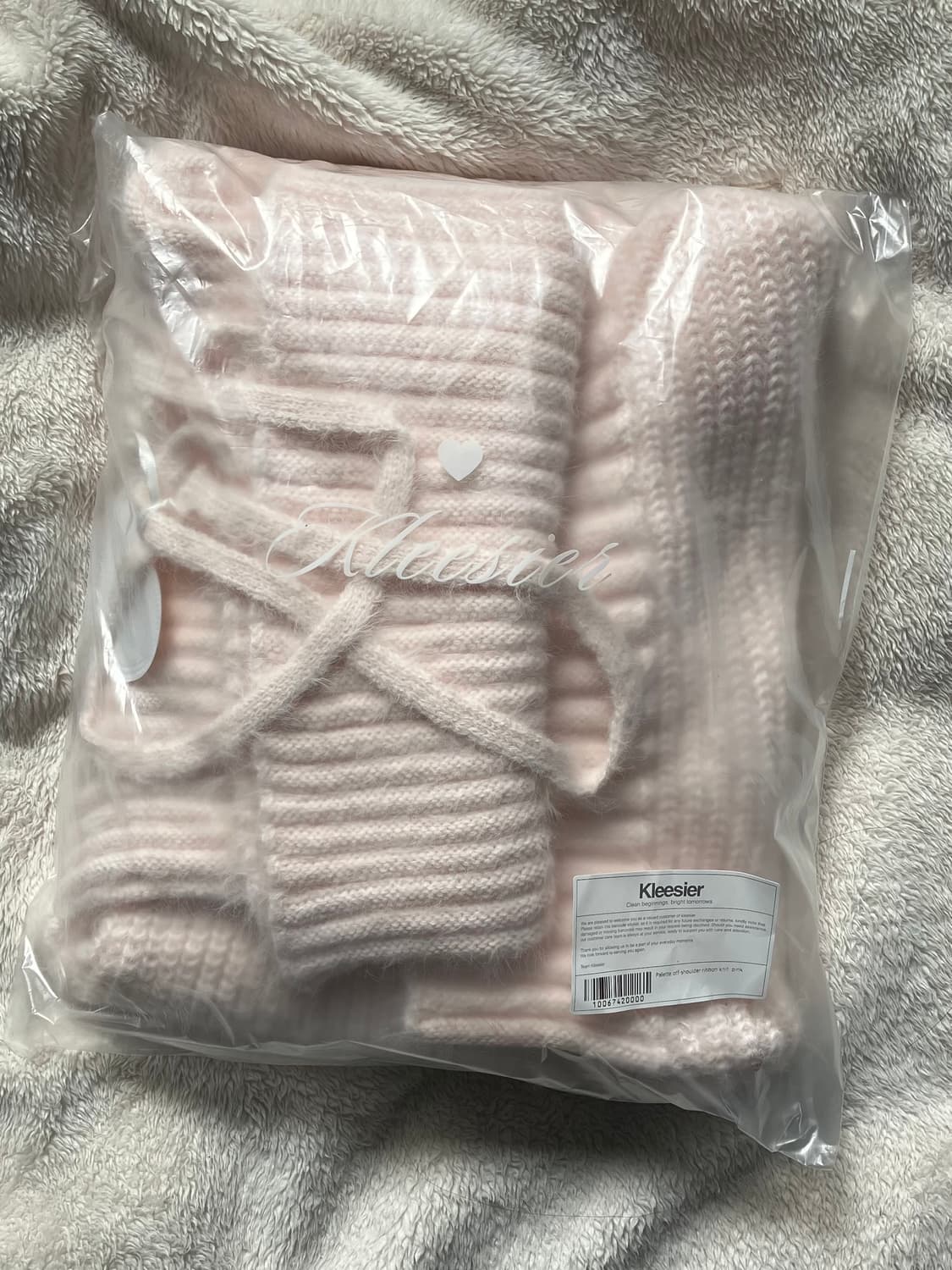 택O) 클리시어 코프 팔레트 오프숄더 리본 니트 핑크 상품이미지4