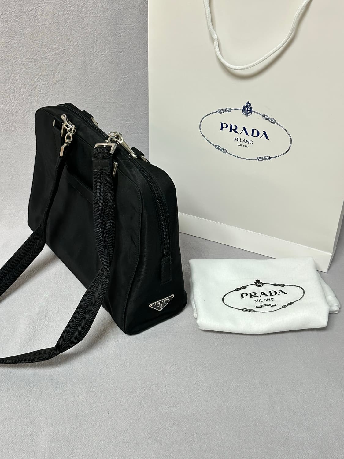 프라다 블랙 나일론 토트백 숄더백 크로스백 상품이미지3