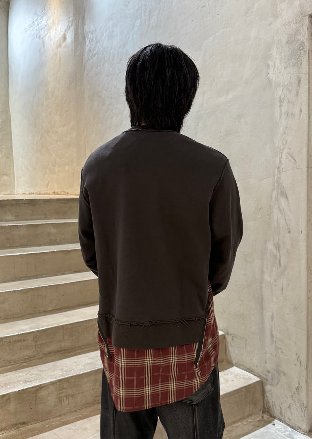 22AW 언더커버이즘 체크 셔츠 레이어드 스웨트셔츠 상품이미지2