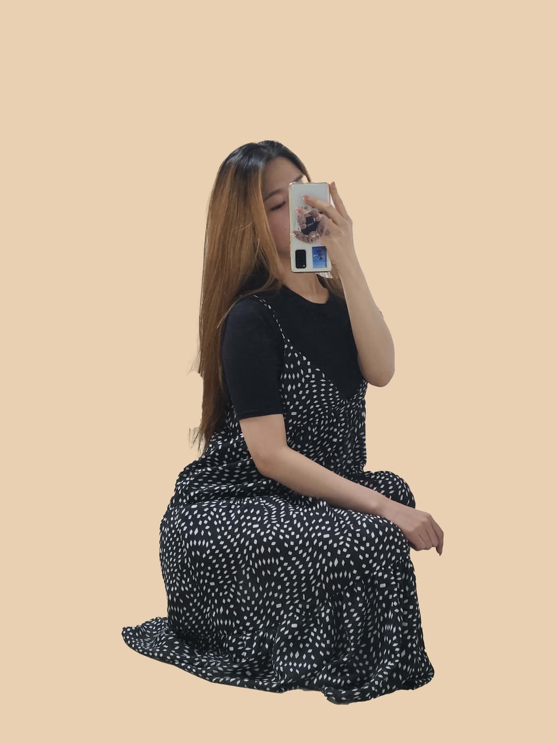 착용컷O 패턴 뷔스티에 롱원피스 상품이미지6