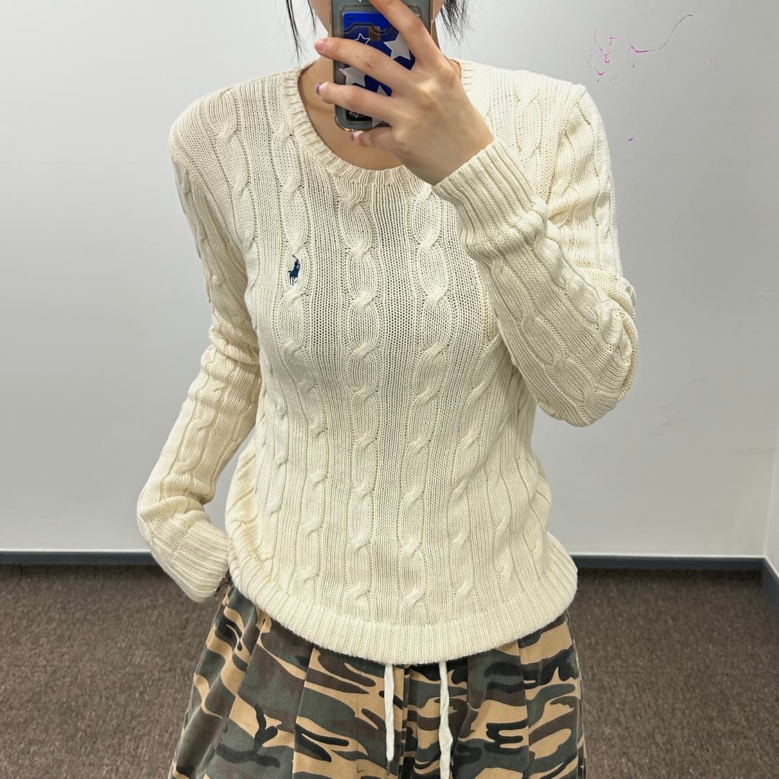 Polo 폴로 네이비 포니 아이보리 케이블 니트 상품이미지2
