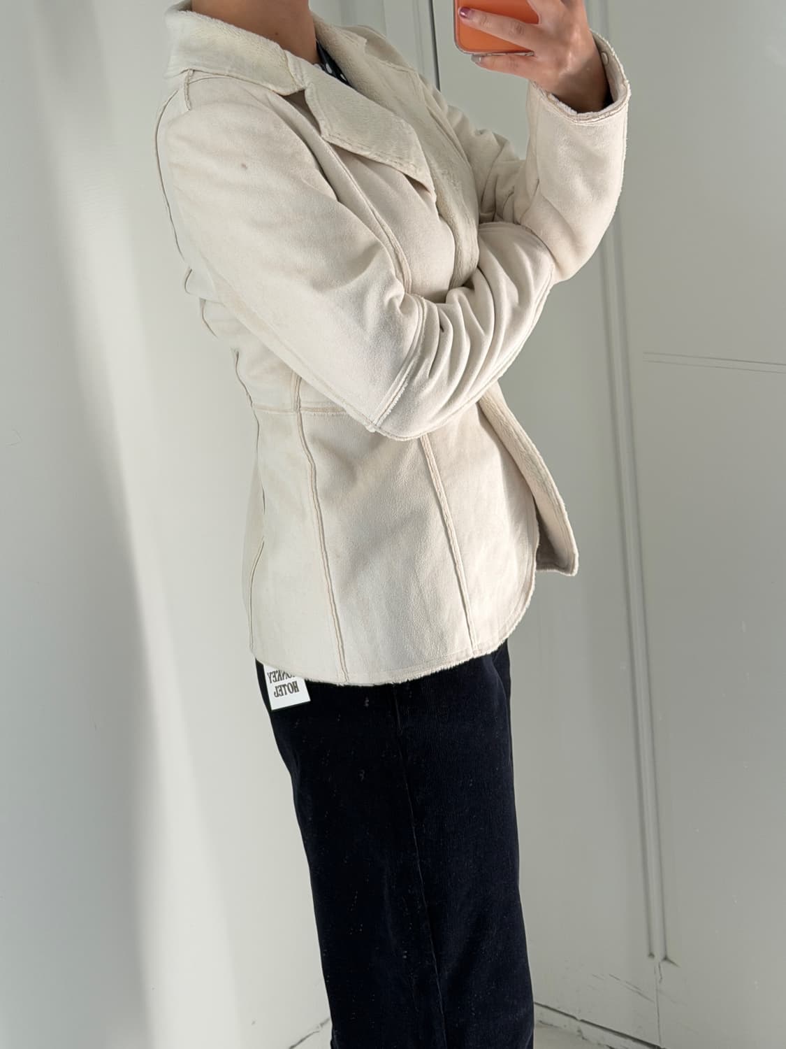 일본빈티지 화이트 무스탕 자켓 상품이미지4