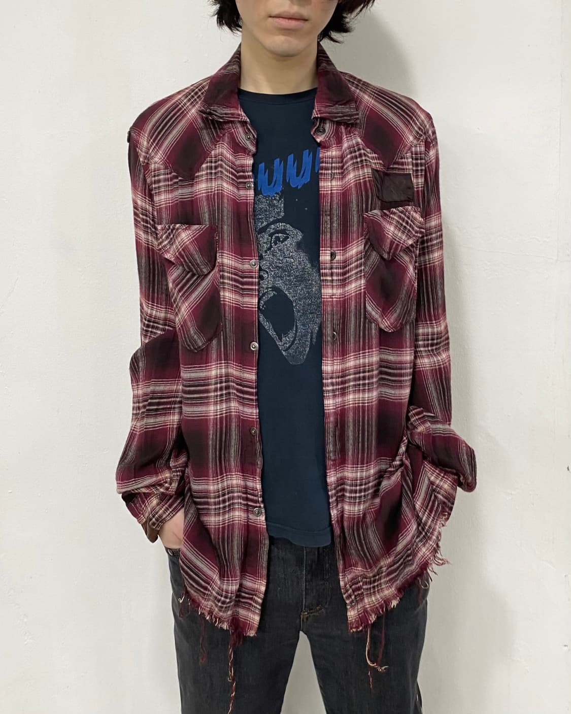 쿄지 마루야마 칼프 레더 플란넬 셔츠 상품이미지2