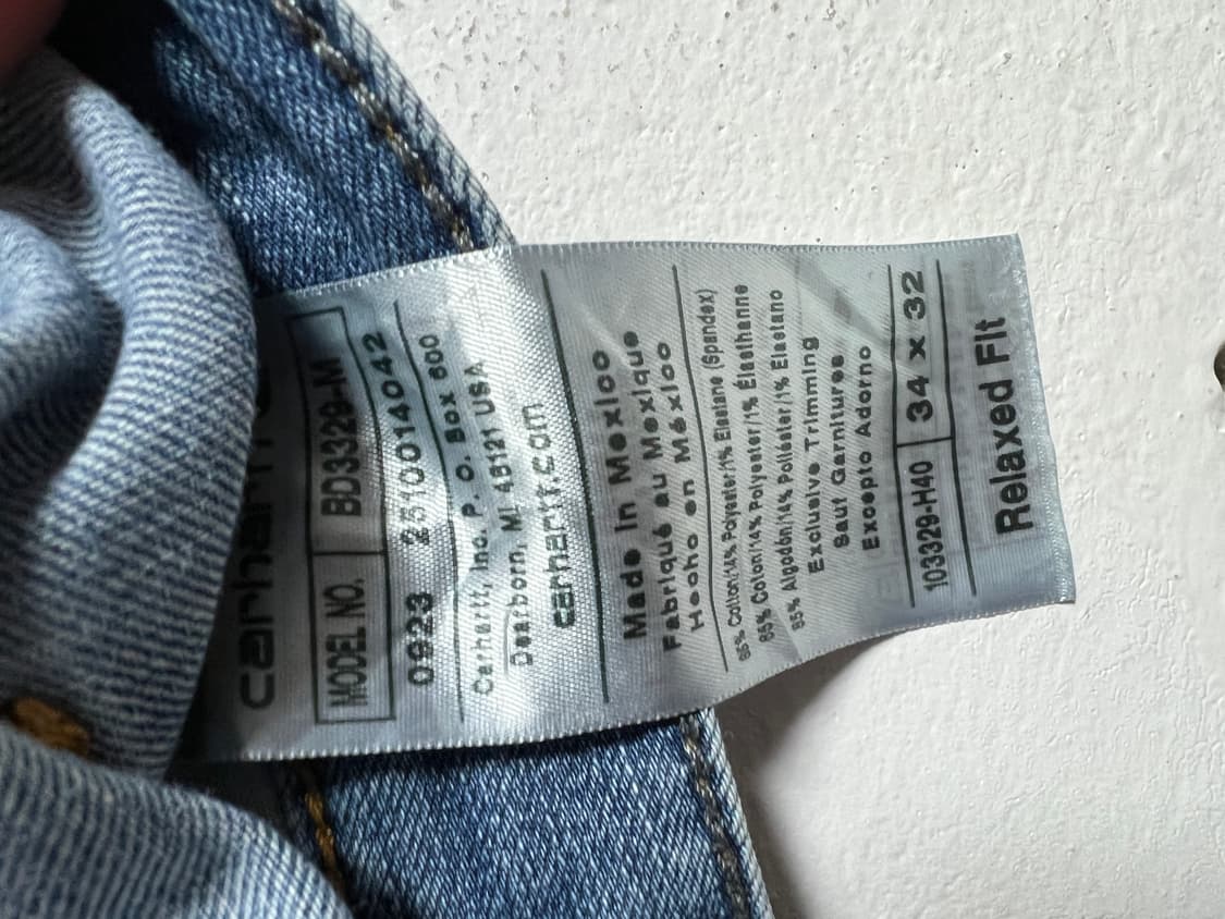 칼하트 릴렉스 핏 데님 더블니 워크 팬츠 상품이미지7