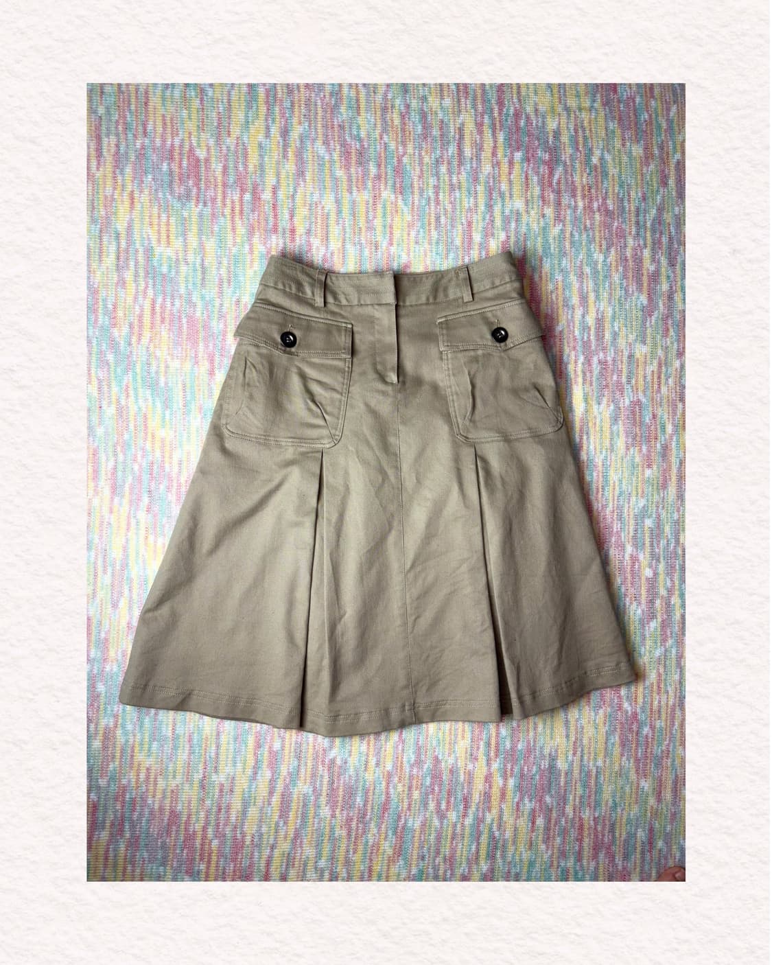 베이지 미디 코튼 스커트 상품이미지1