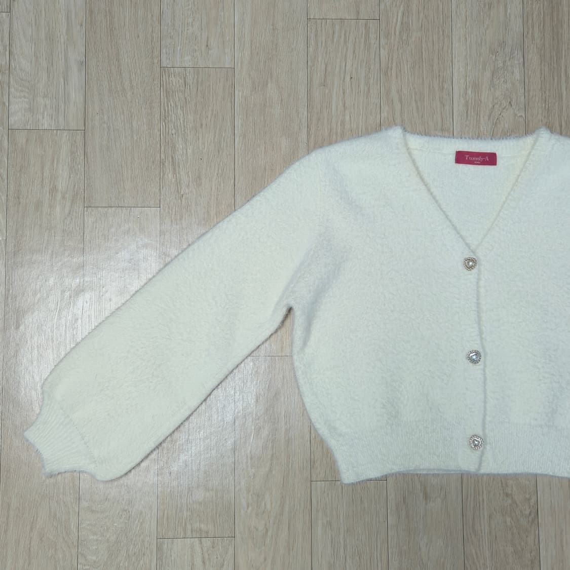 Tweedy-A 울혼방 연베이지 브이넥 가디건 상품이미지2