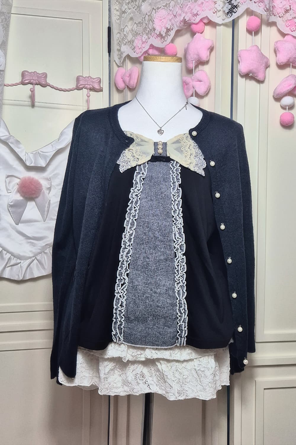 axes femme리본 블라우스 3set 봄 세트 가디건 큐롯 공겜여주 상품이미지1