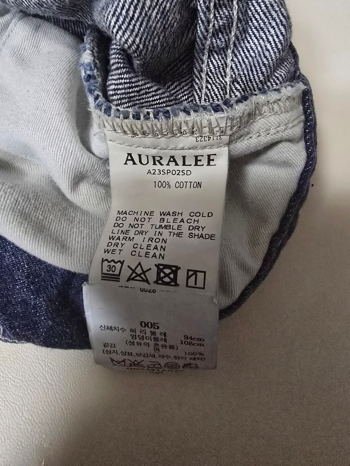 오라리 셀비지 데님 인디고 34 상품이미지5