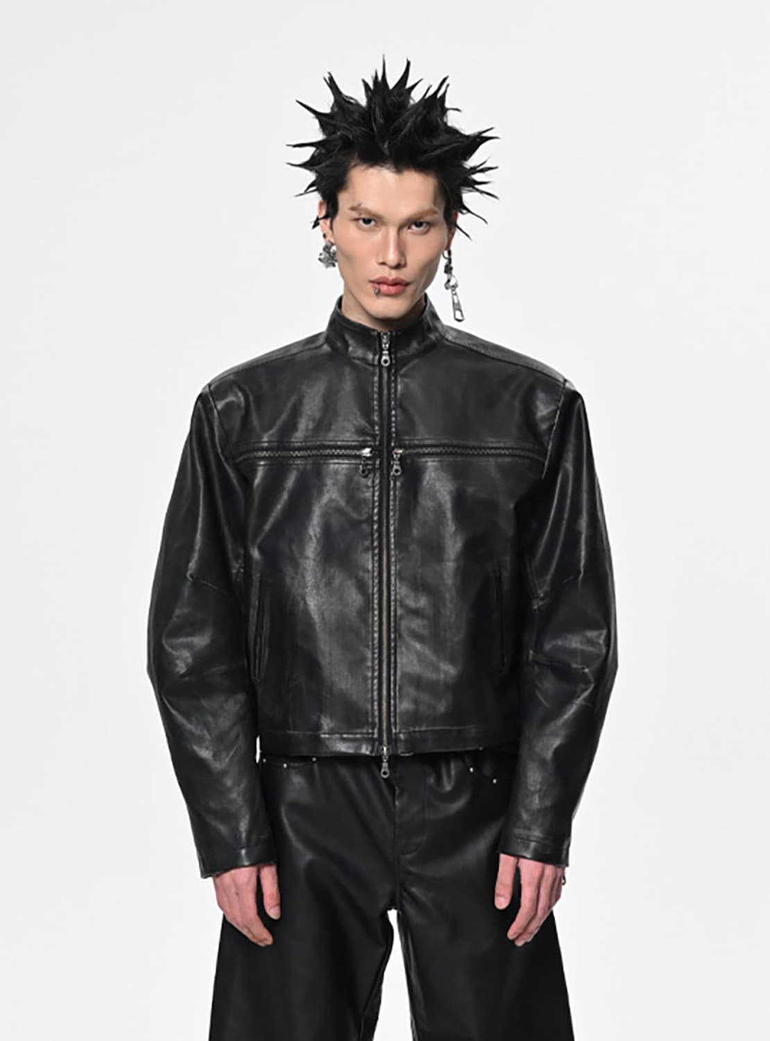 (SGW) Cross Zipper Leather Jacket 상품이미지3