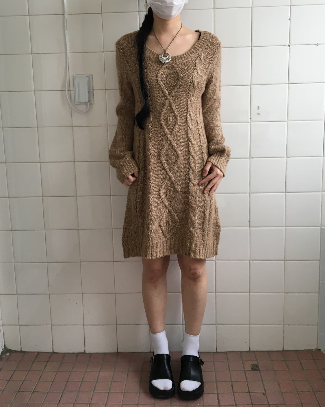 Cable pattern knit onepiece 상품이미지7