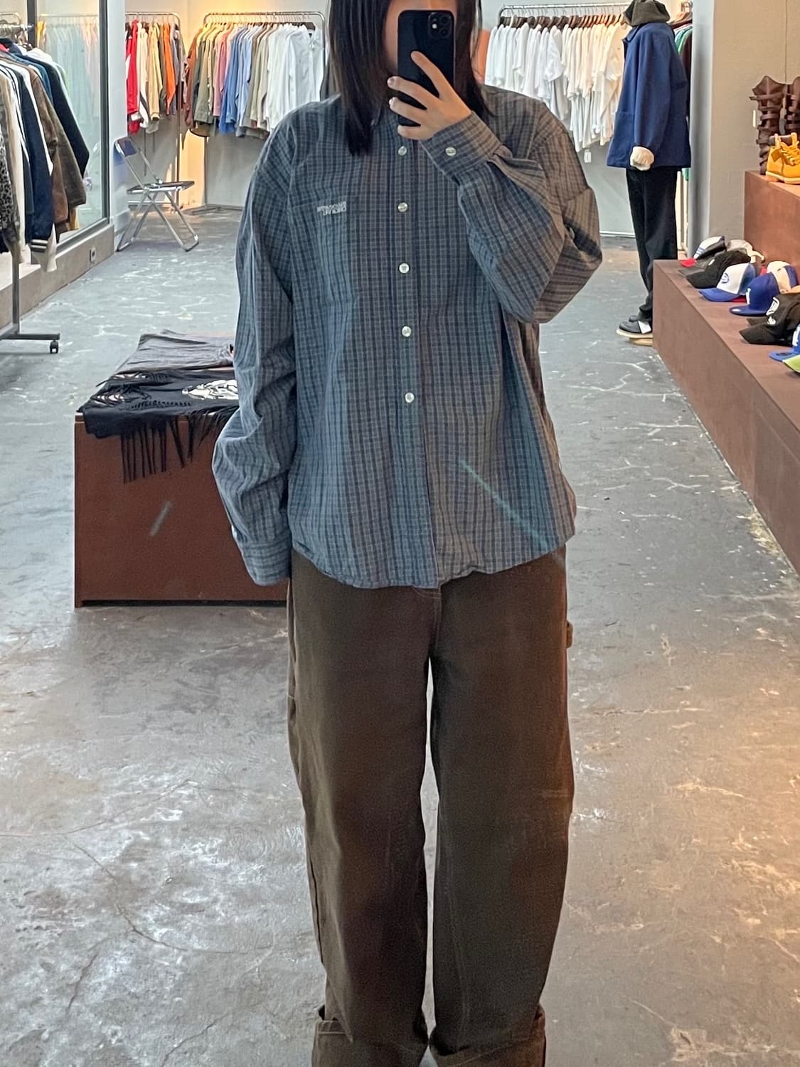 디스이즈네버댓 워시드 블루 체크셔츠H1195 상품이미지1