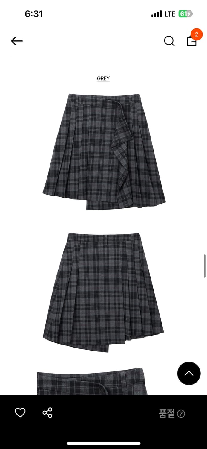 Lcdc tm 체크 플리츠 미디 스커트 ((ss사이즈)) 상품이미지3