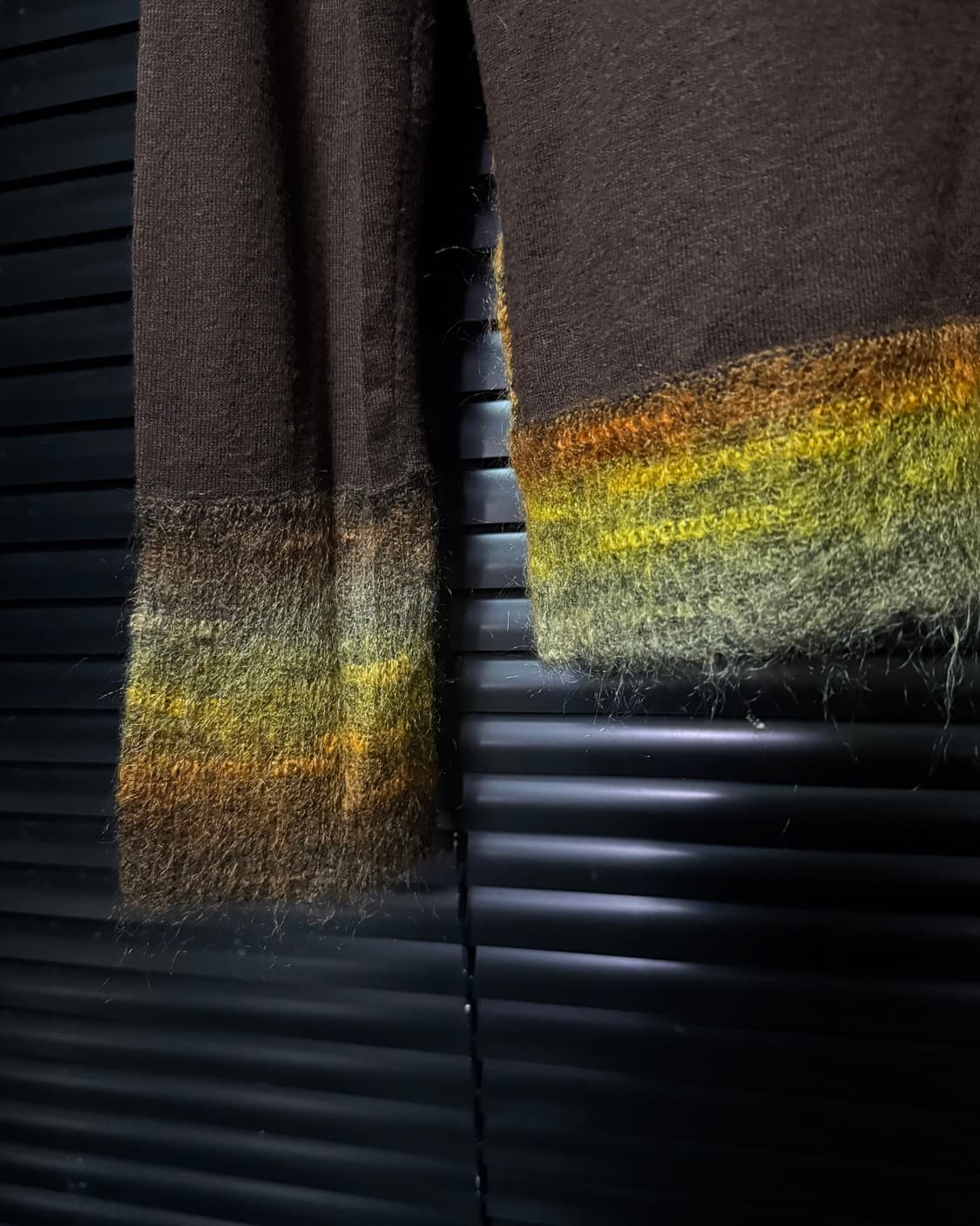 Cest moijeu 브라운 스트라이프 에스닉 웨스턴 울 니트 긴팔 갈색 상품이미지5