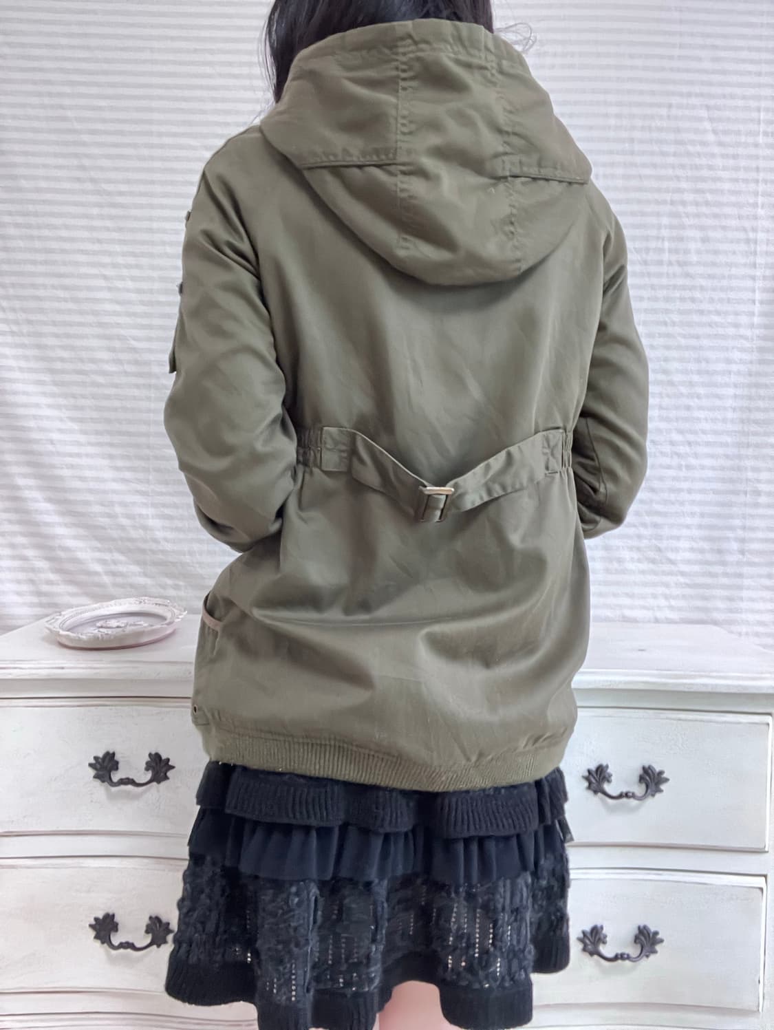 빈티지 카키 후드 야상 점퍼 y2k 스트릿 갸루 펑키 일본빈티지 상품이미지3