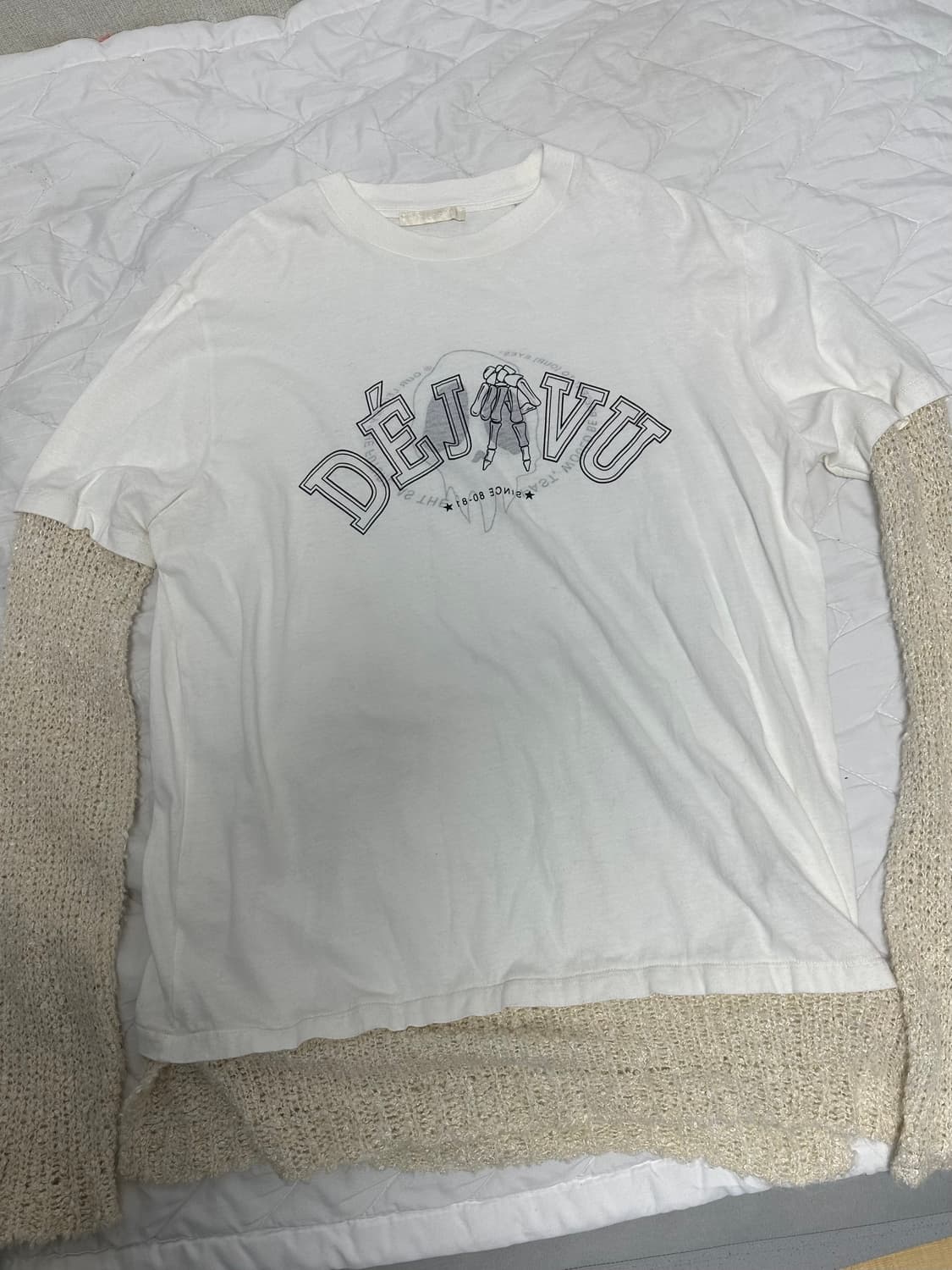 아워레가시 데자뷰 프린트 믹스 롱슬리브 티셔츠 화이트 상품이미지2