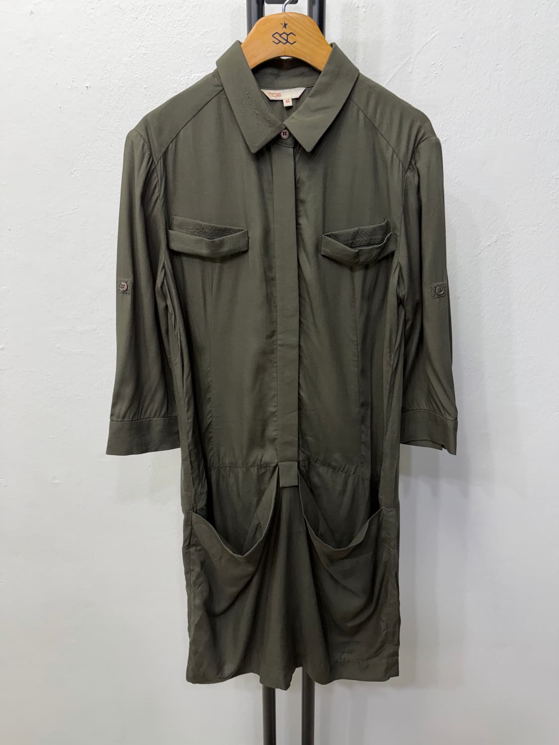 정품) maje 마쥬 카키색 셔츠 원피스 36 상품이미지1