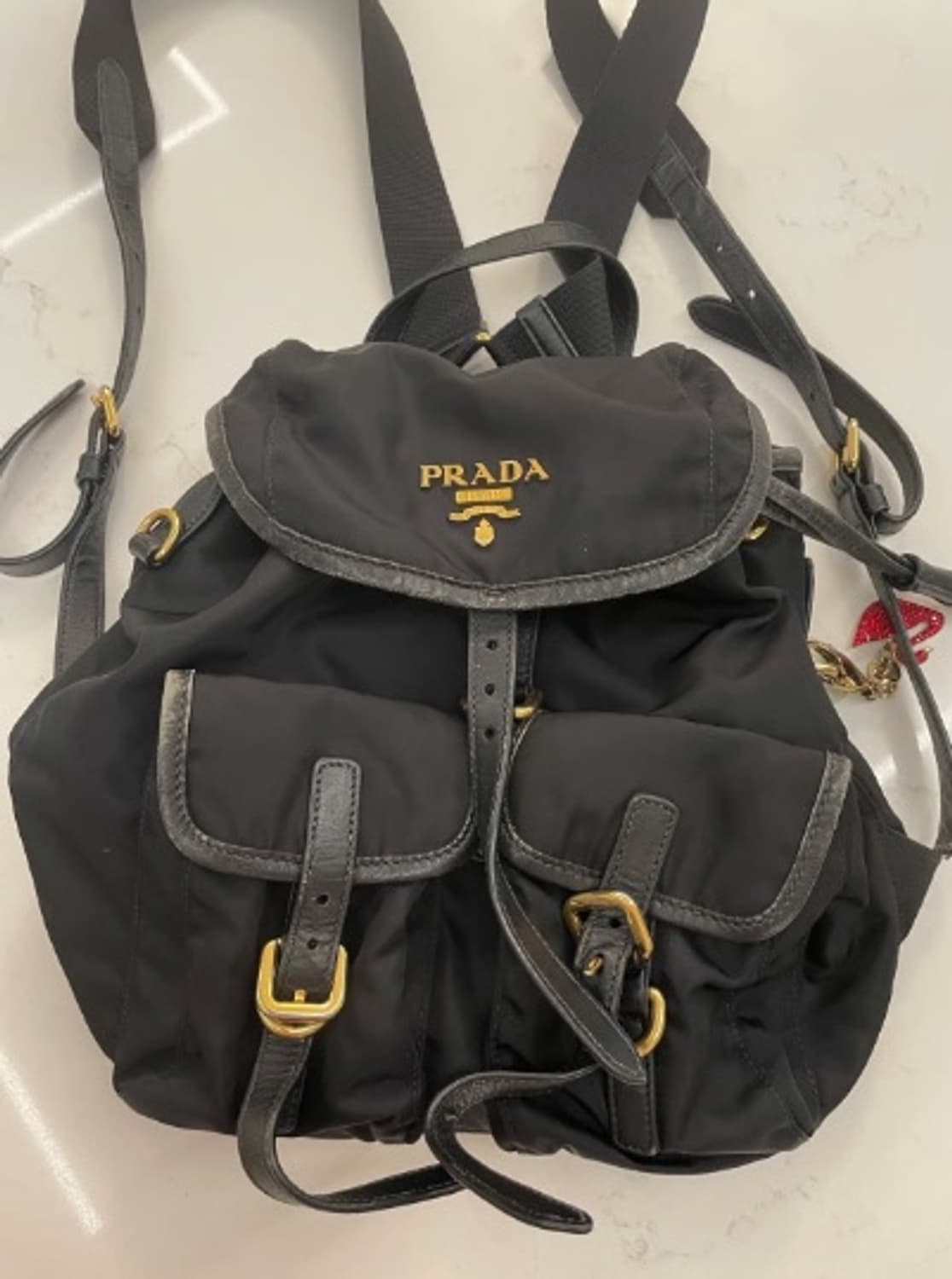 [정품] 프라다 금장 삼각로고 나일론 백팩 풀구성품  상품이미지1