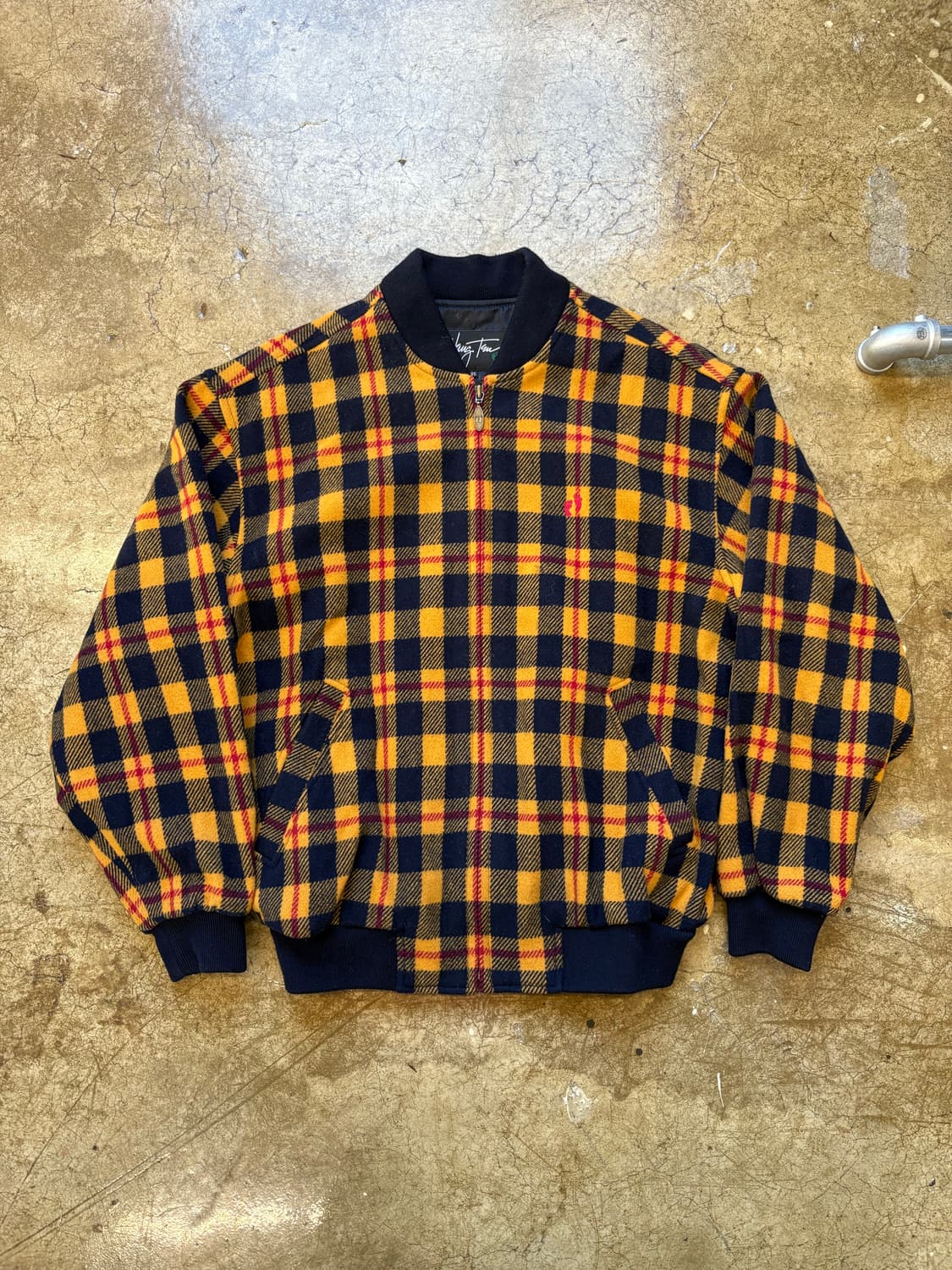 90-00s 서광 행텐 모직 체크 블루종 상품이미지3