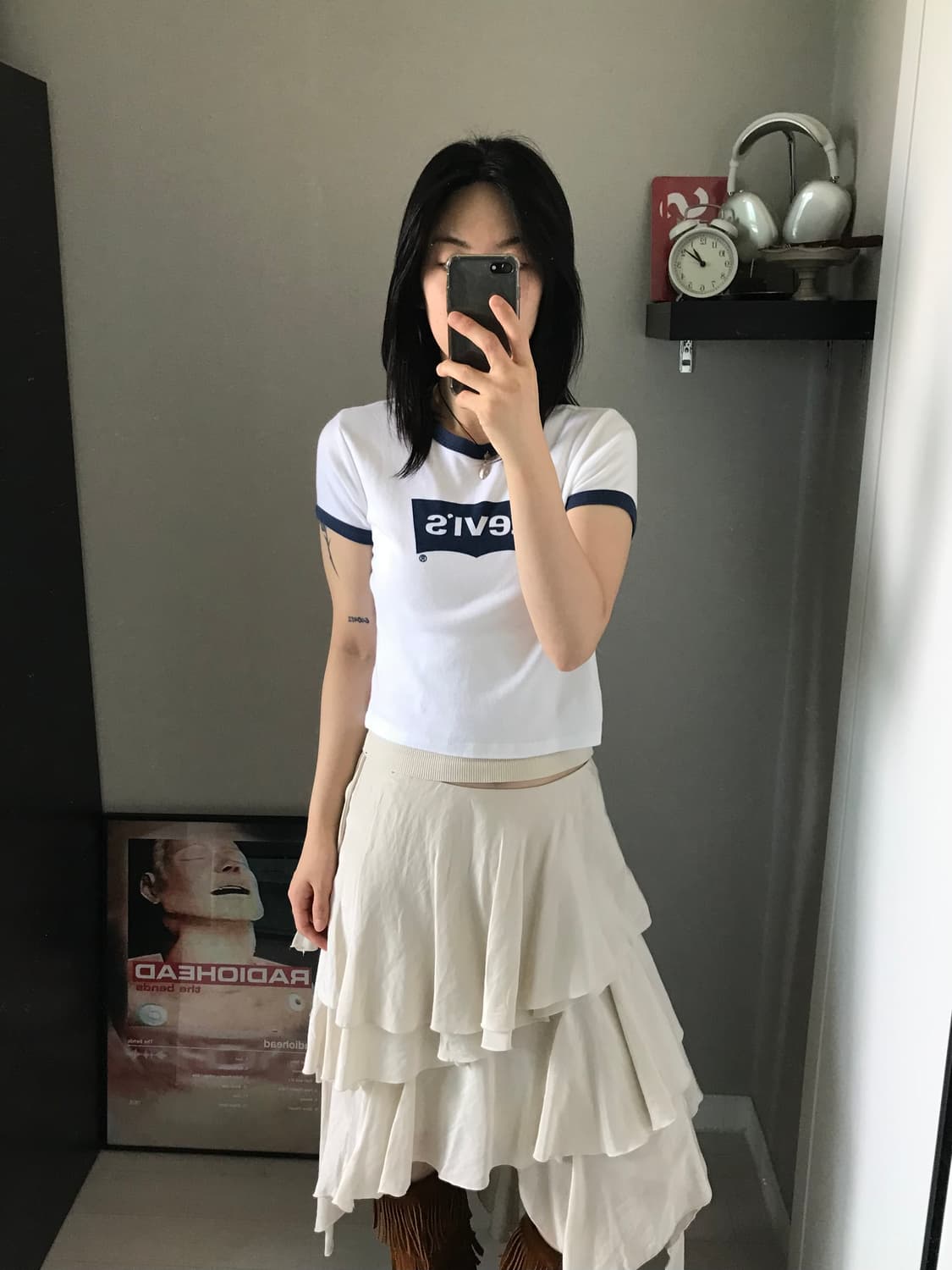 리바이스 중앙 프린팅 화이트 링거티 상품이미지1