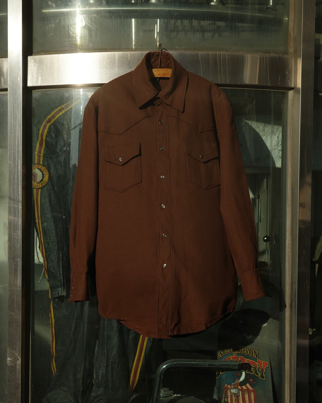 70s Vintage 브라운 울 웨스턴 셔츠 상품이미지1