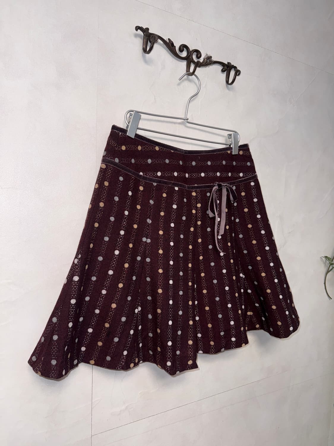 Violet dot stripe ribbon flare skirt 상품이미지2