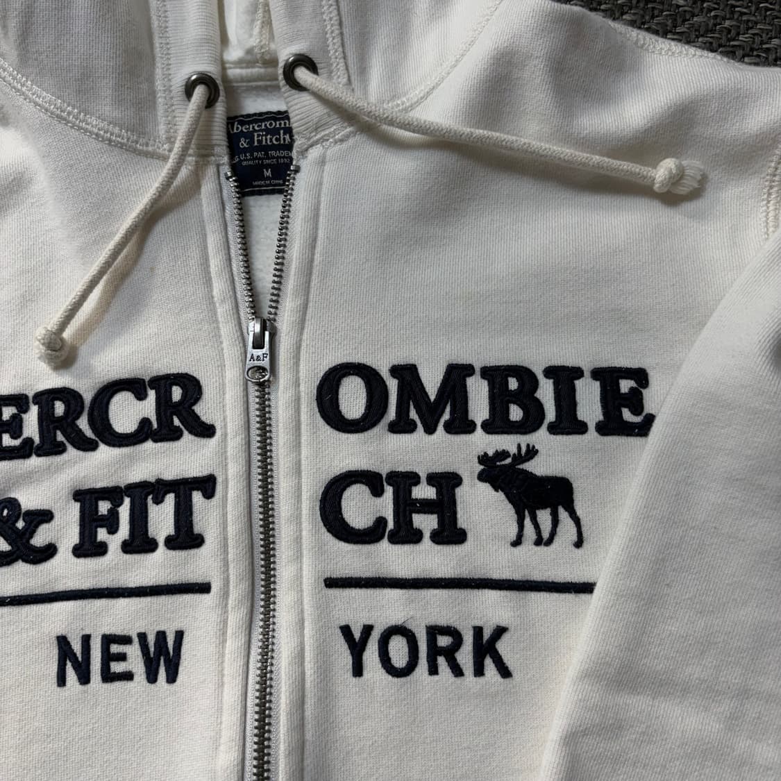 아베크롬비 울프죠 아이보리 기모 후드집업(M) 상품이미지5