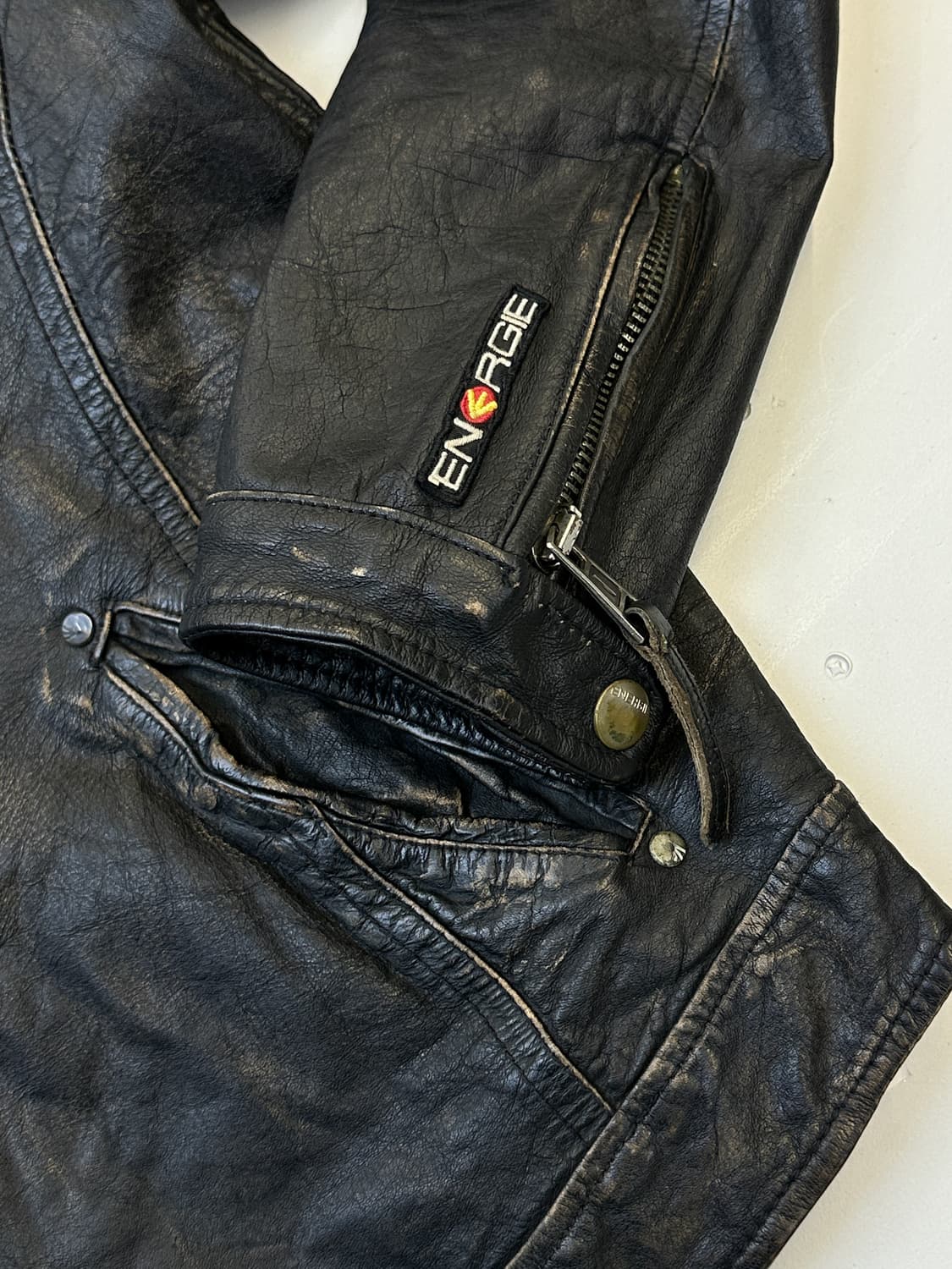 Energie 이태리 페이드 바이커 레더 자켓 상품이미지5