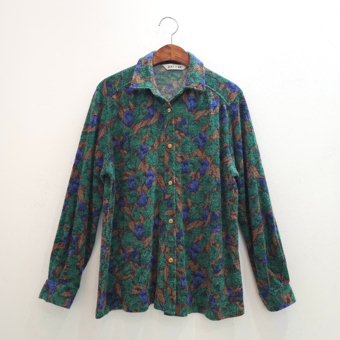 레트로 그린 플라워 울 보아셔츠 상품이미지1