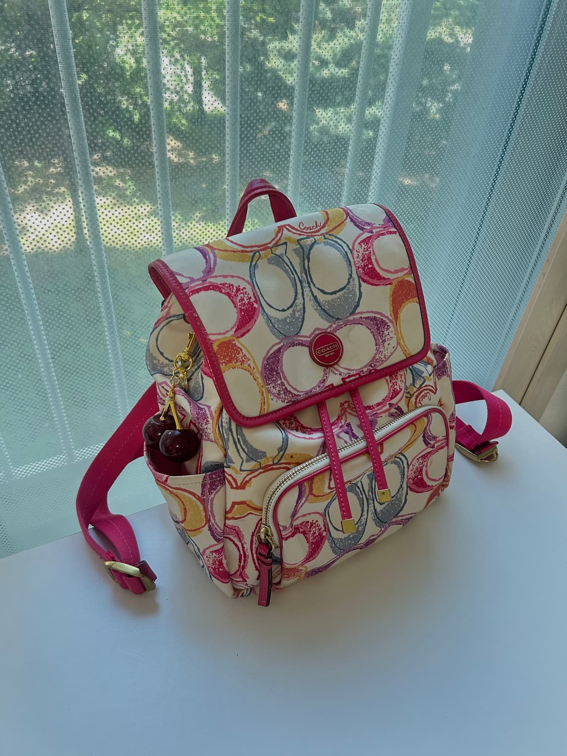 희귀🛍️💕))코치 시그니처 백팩 핑크 멀티컬러 상품이미지1