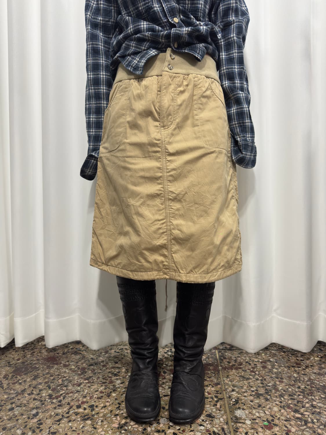 beige banding midi skirt 상품이미지1