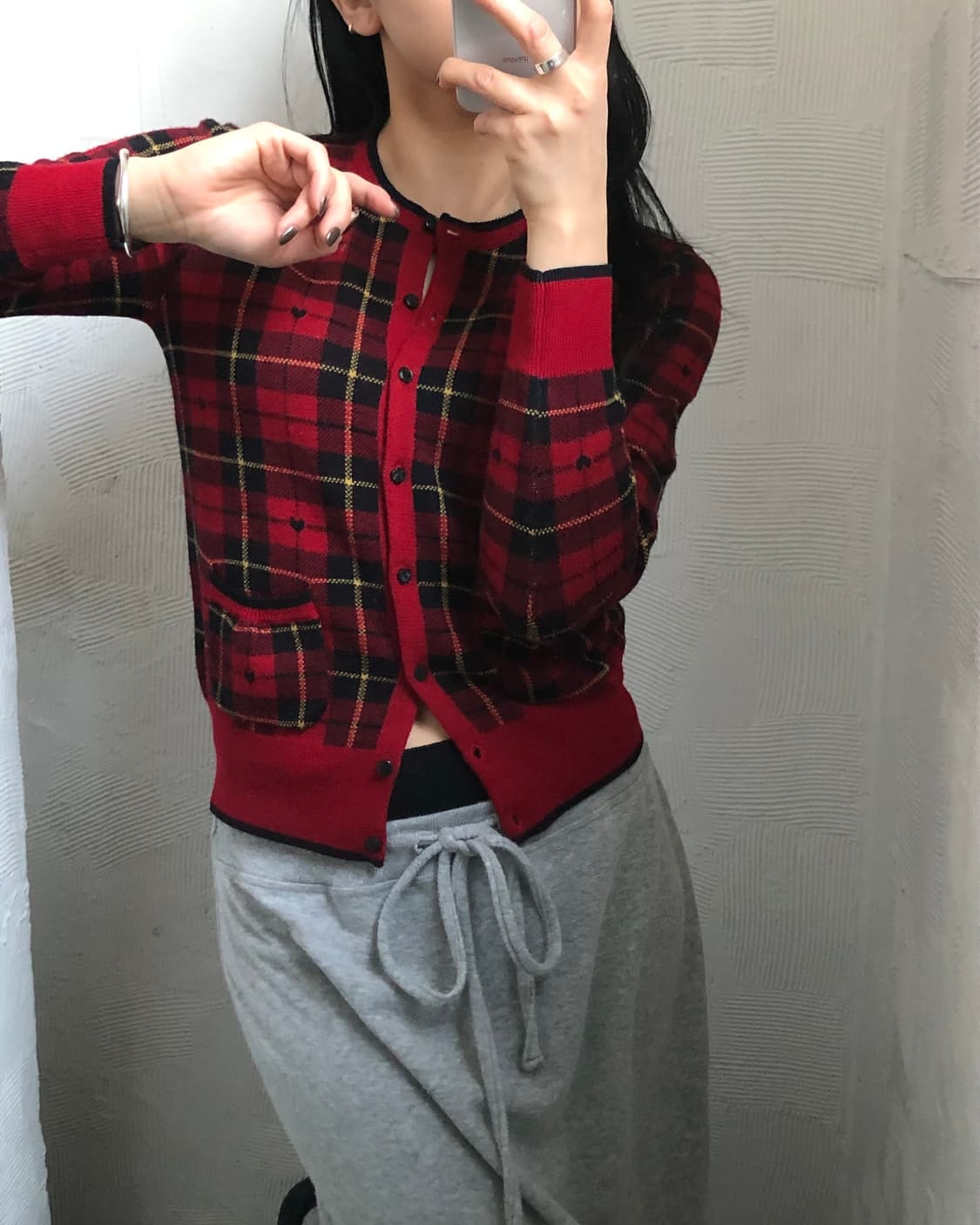 Polo 폴로 랄프로렌 신형 레드컬러 블랙와치 하트로고 걸즈 가디건 상품이미지1