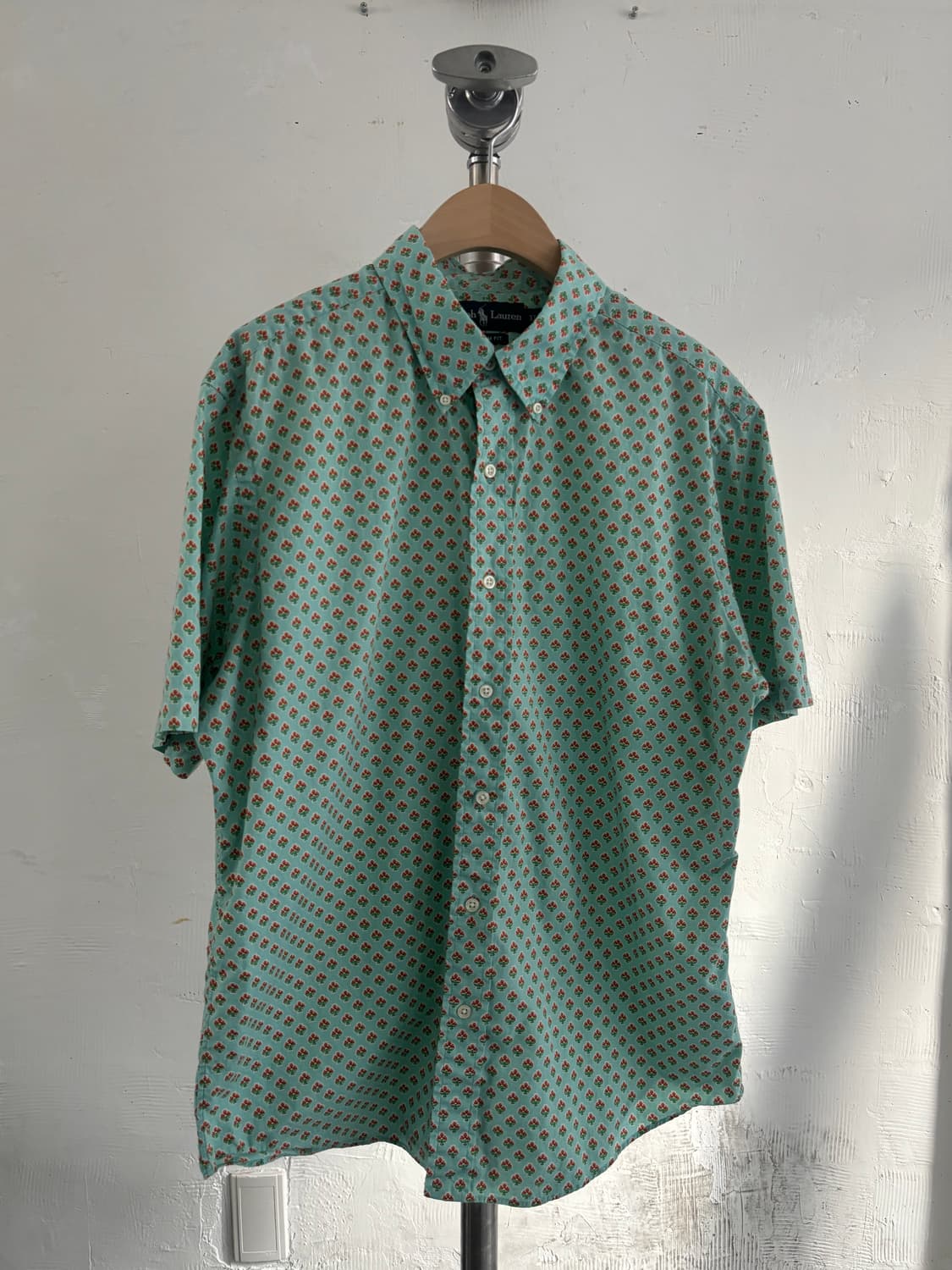 Polo 폴로 랄프로렌 민트 플라워 패턴 커스텀 핏 반팔 셔츠  상품이미지1