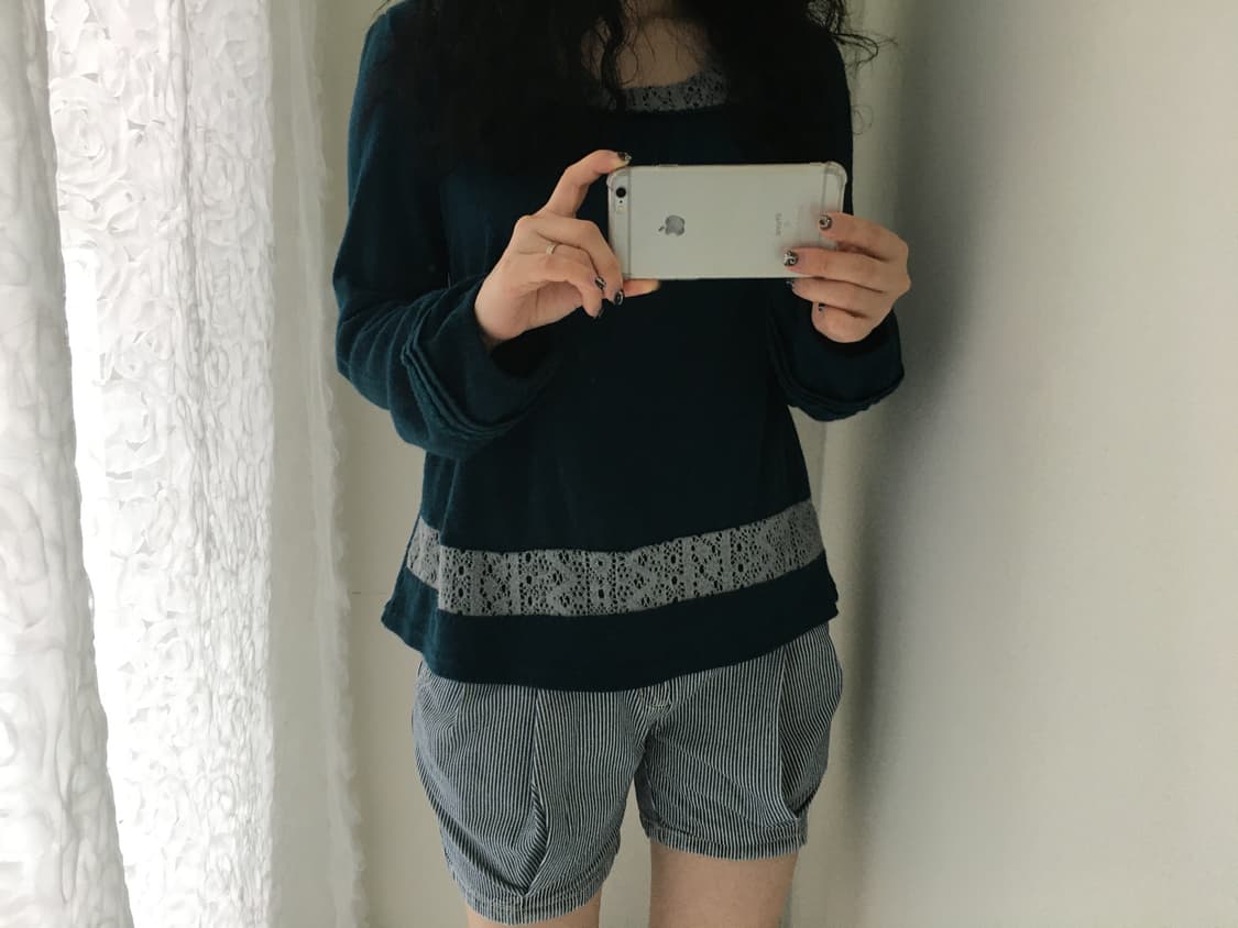 lace square neck teal blouse 상품이미지6