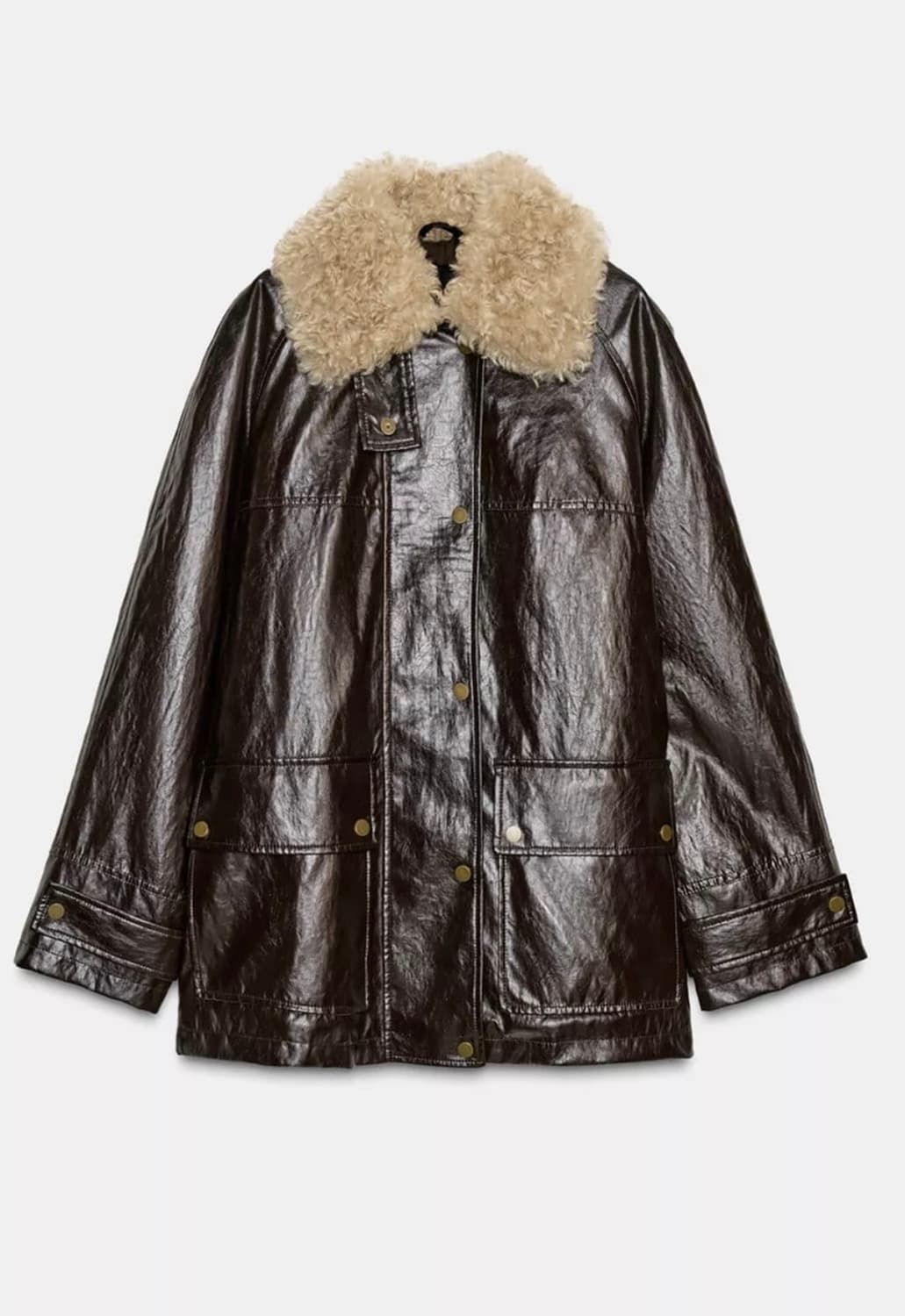 자라 페이크 퍼 칼라 재킷 브라운 XS 상품이미지3