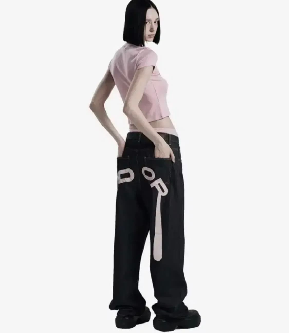 오도어 로고 드롭 데님 핑크 2 사이즈 상품이미지1