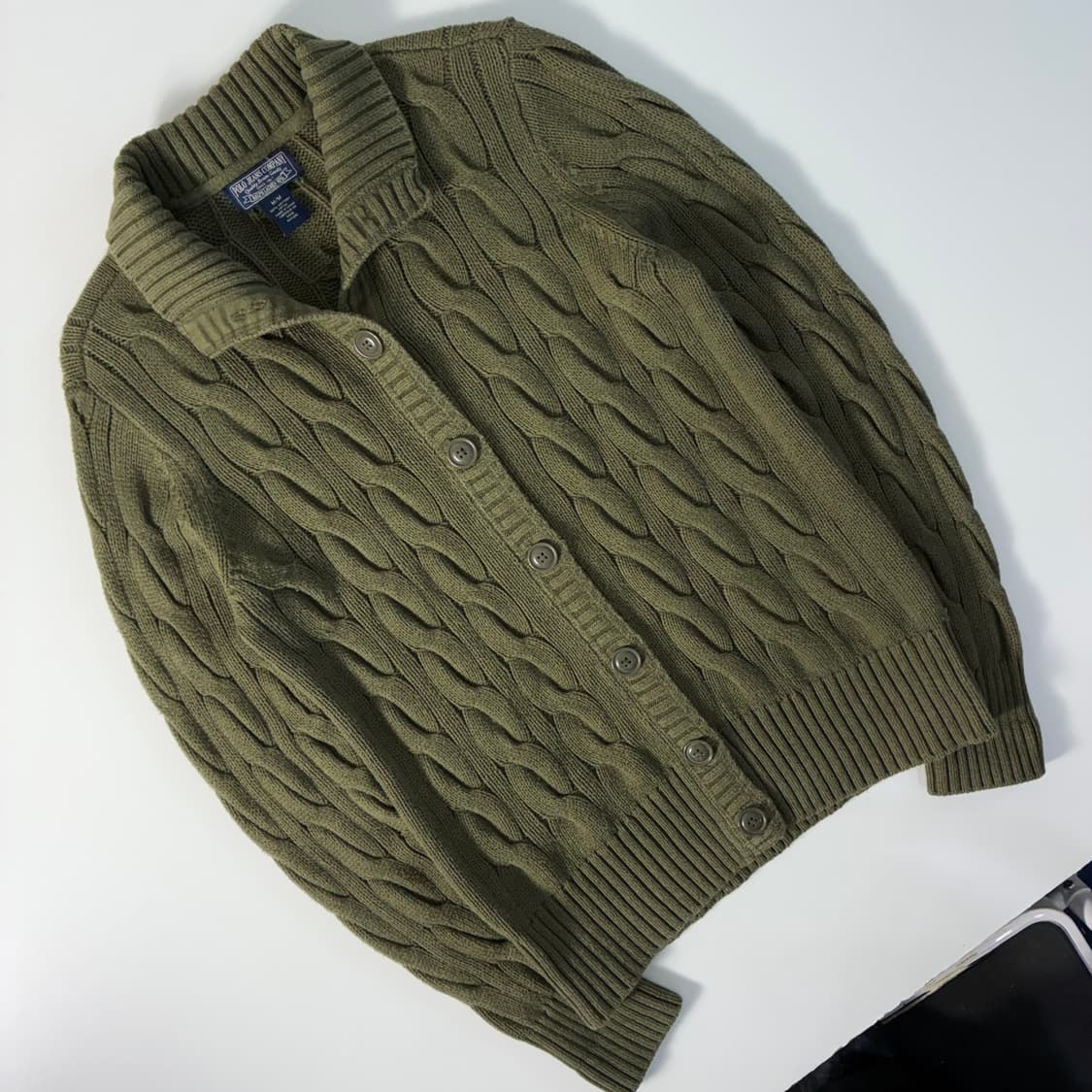 Polo Jeans 폴로 진스라인 코튼 케이블 카키그린 꽈배기 니트가디건 상품이미지2