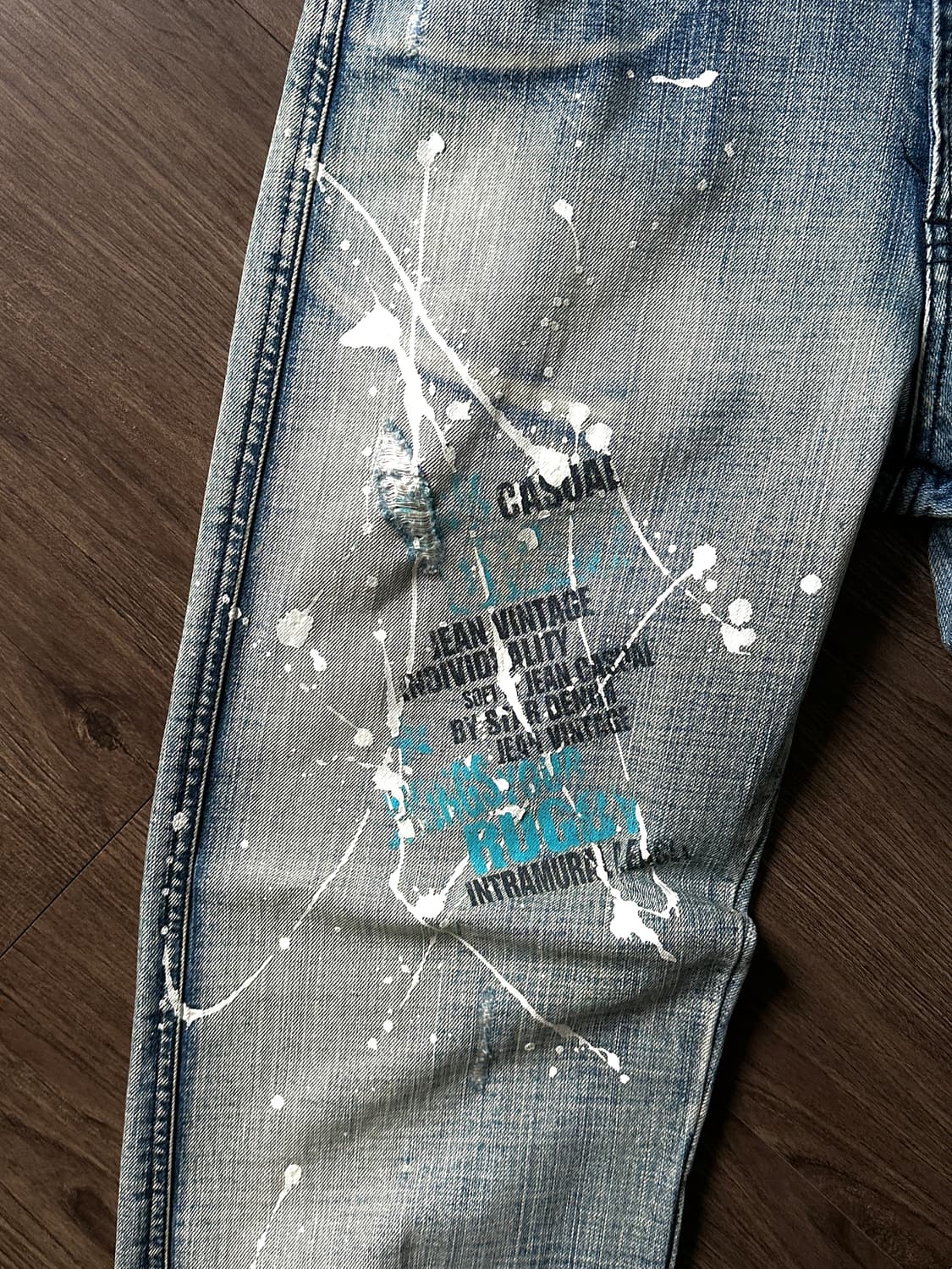 ILOI 더티 페인팅 & 리프드 스트레이트 진 상품이미지8