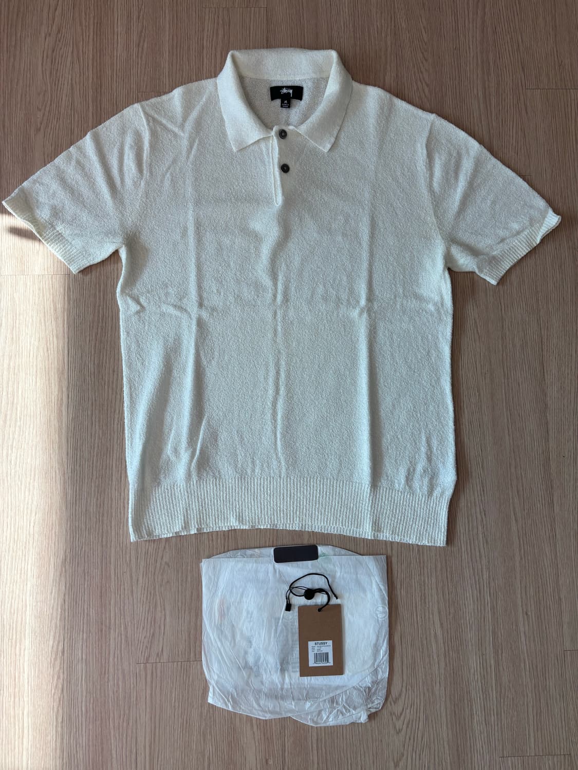 스투시 텍스쳐드 숏슬리브 폴로 스웨터 본 M 사이즈 상품이미지3