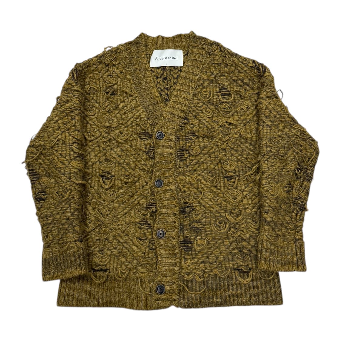 앤더슨벨 자가드 헤비 오버사이즈 니트 가디건 브라운 L 상품이미지1