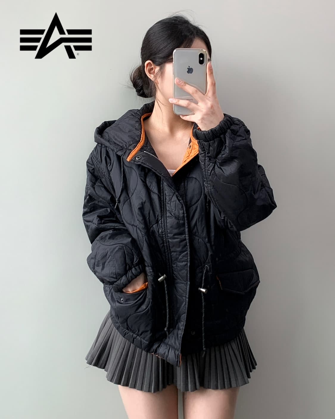 알파인더스트리 퀼티드 후드 자켓 상품이미지3